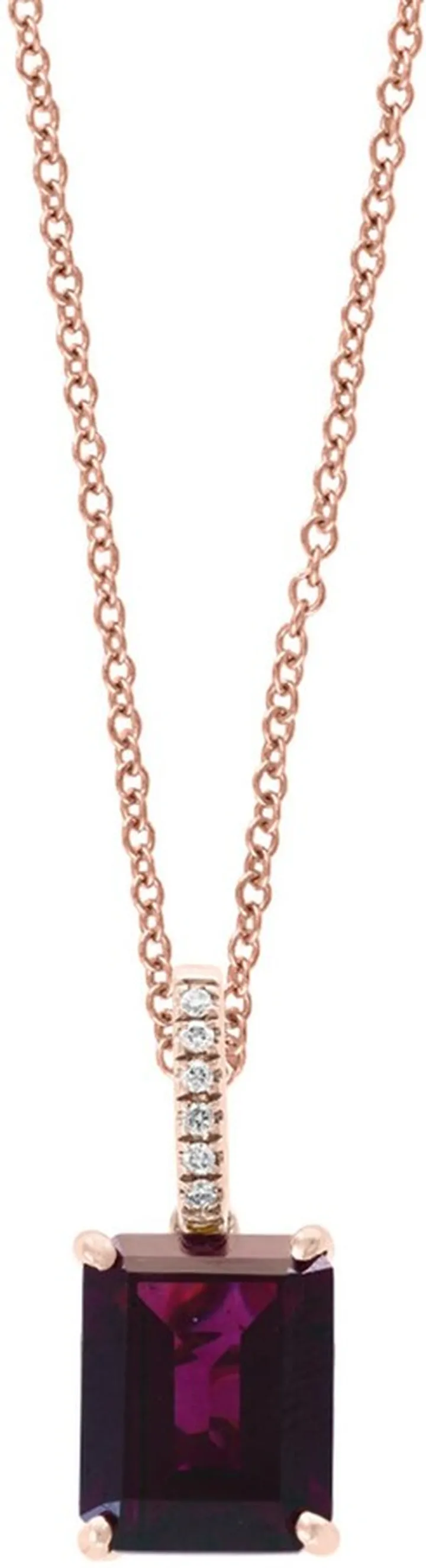 14K Rose Gold Diamond & Rhodolite Garnet Pendant Necklace