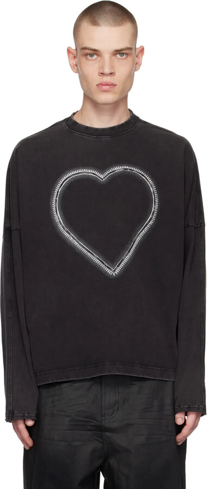 We11done Black Heart Choker Long Sleeve T-Shirt