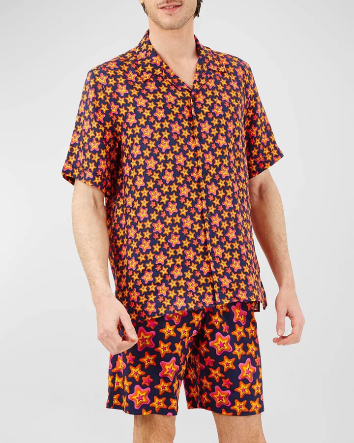 Men's Linen Stars Camp Shirt