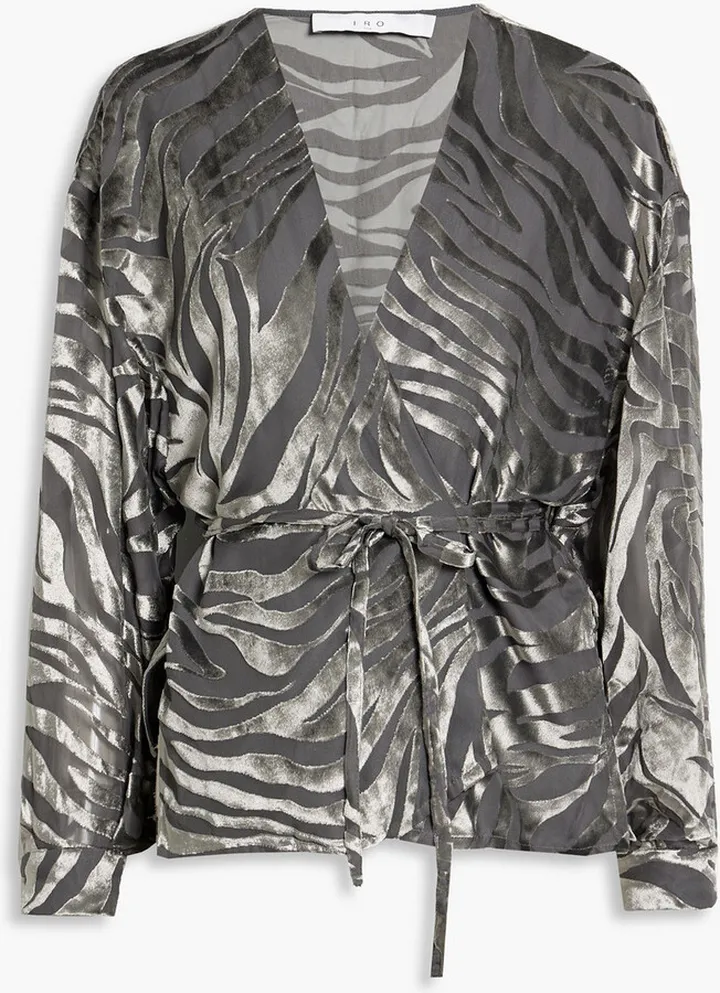 Nurat devoré-velvet wrap blouse