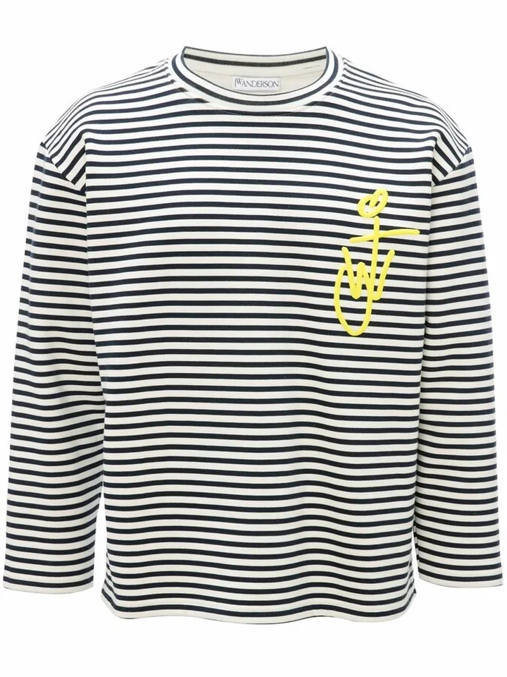 logo-embroidered striped T-shirt