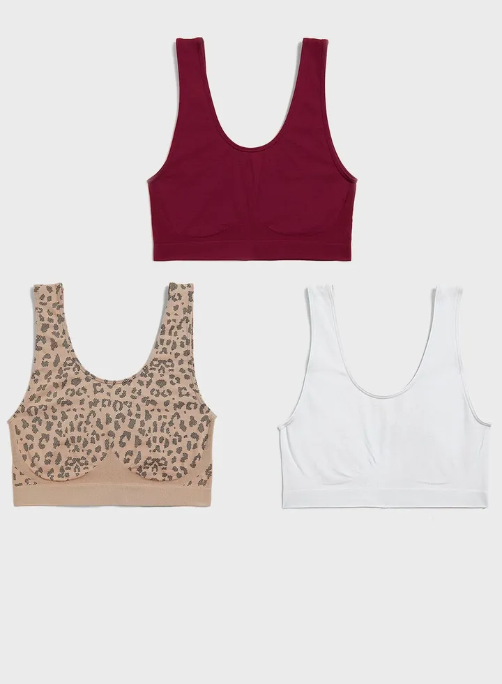 3 Pack Seamless Non Wired Crop Top