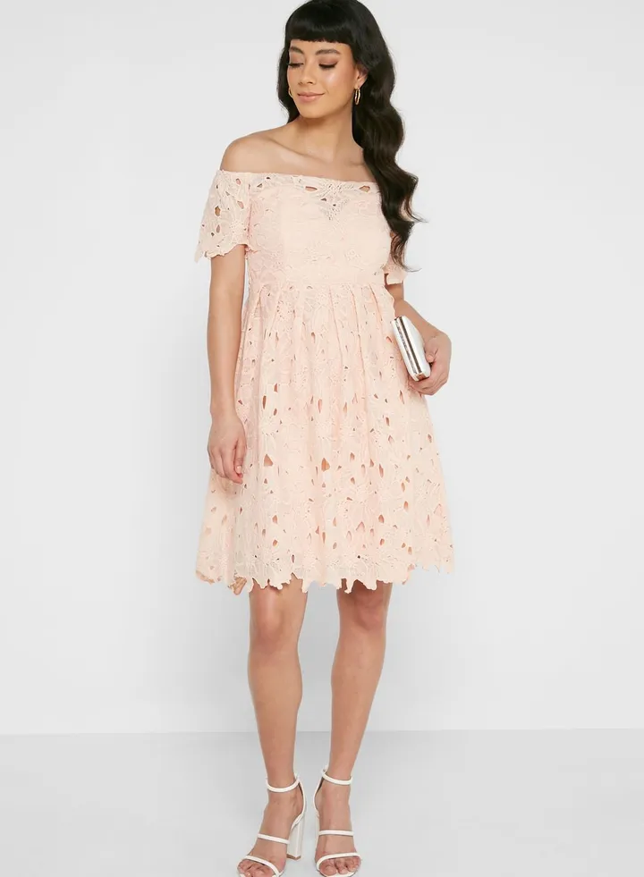 Bardot Lace Detail Skater Dress