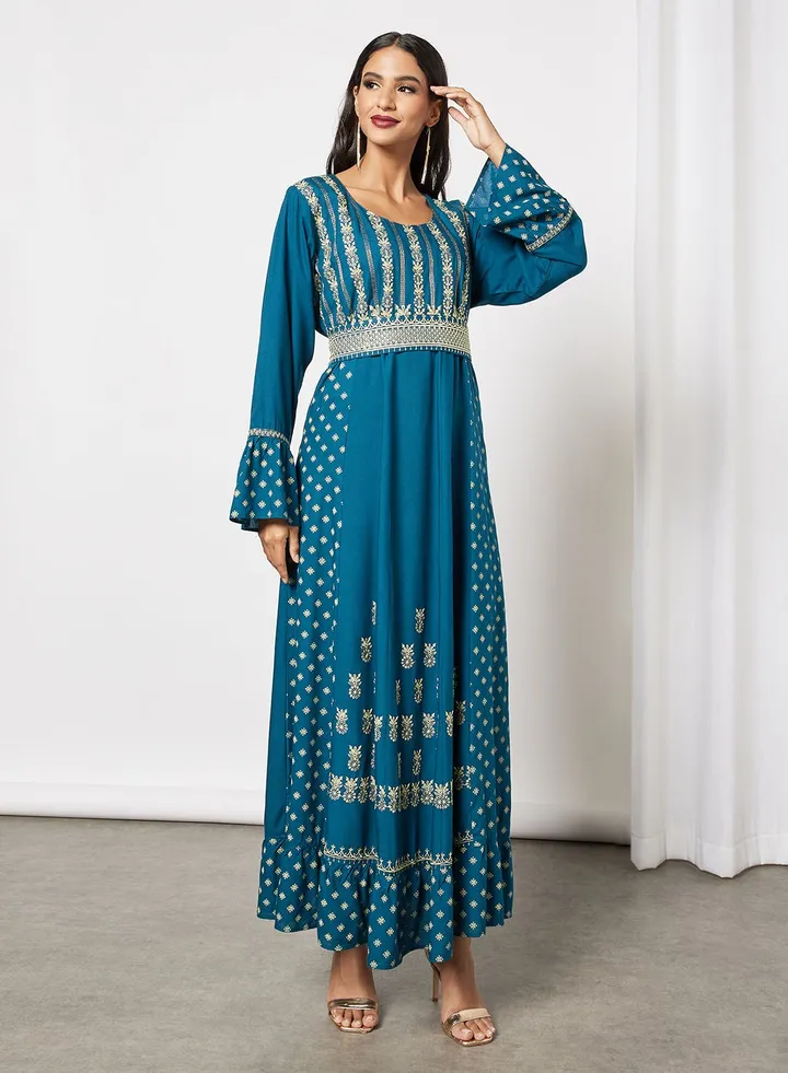 Embroidered Jalabiya Dress With Sheila