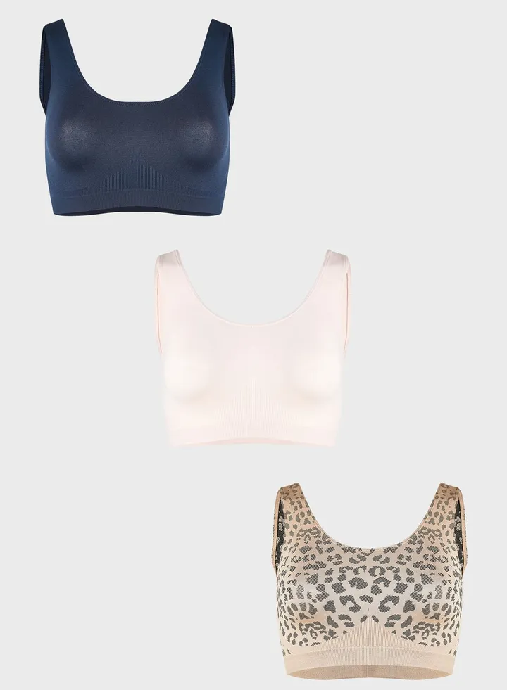 3 Pack Knitted T-Shirt Bra