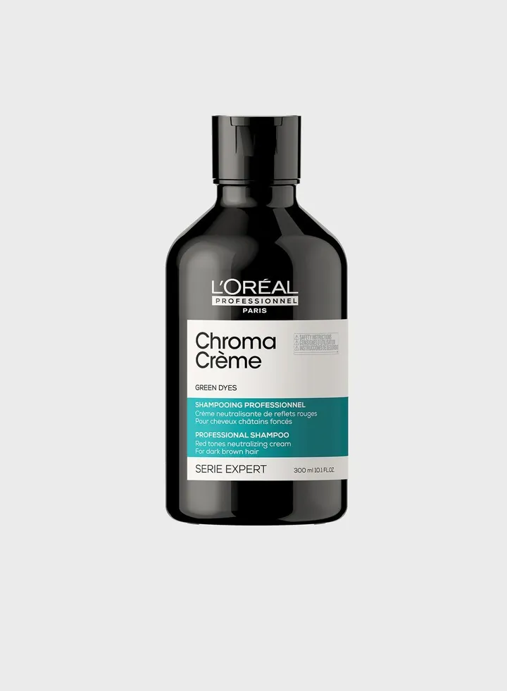 Chroma Crème Green Pigmented Shampoo | For Neutralizing Dark Hair | 300 Ml | Serie Expert