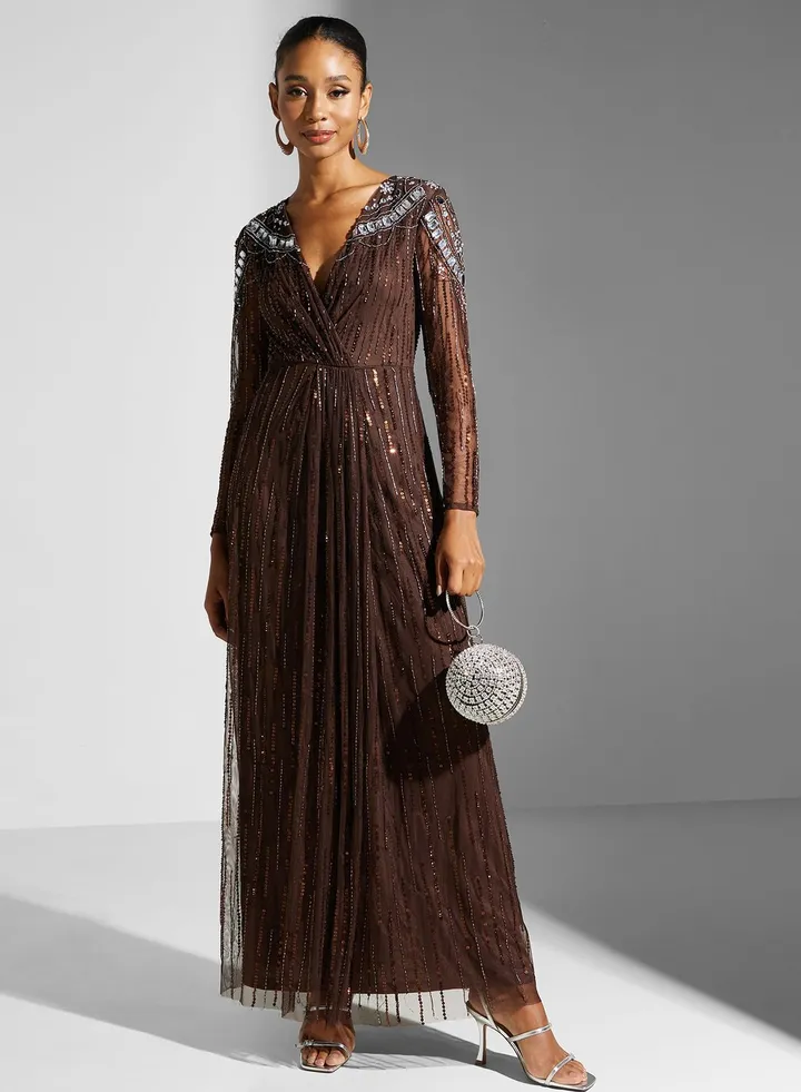 Puff Sleeve Embellished Dress