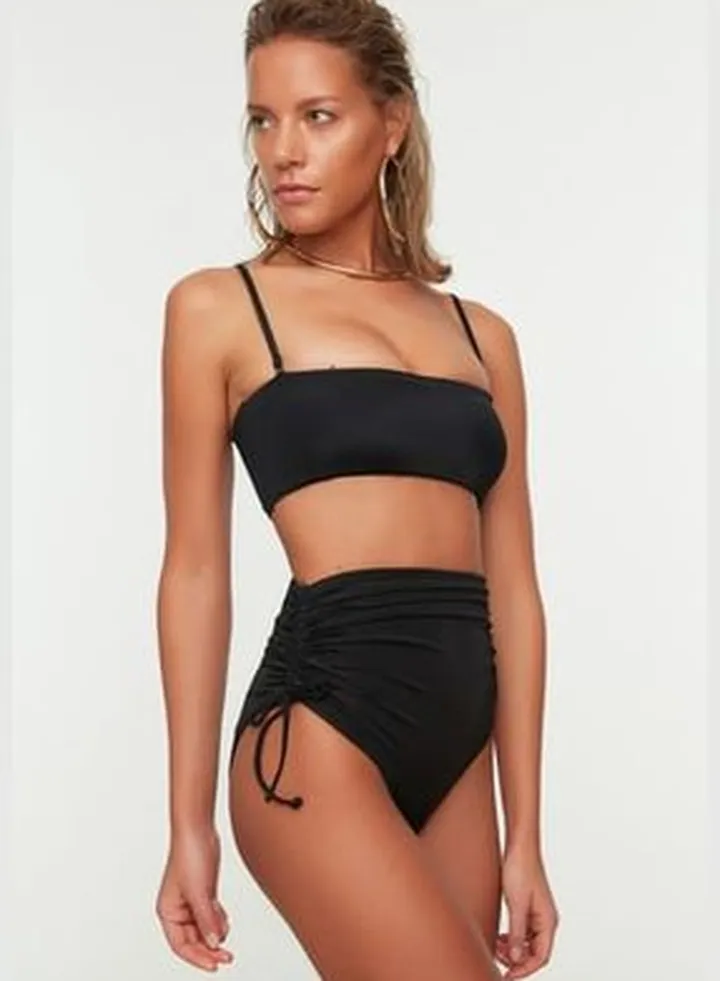 Black Tunnelled High Waist Bikini Bottoms TBESS21BA0342