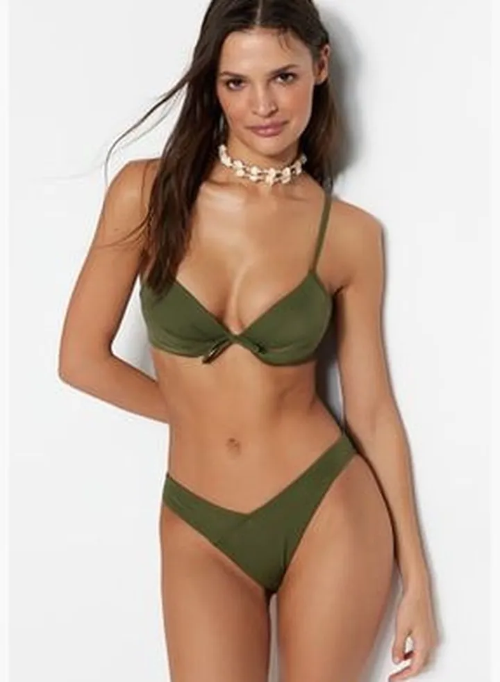 Khaki V-Cut Bikini Bottoms TBESS22BA0024