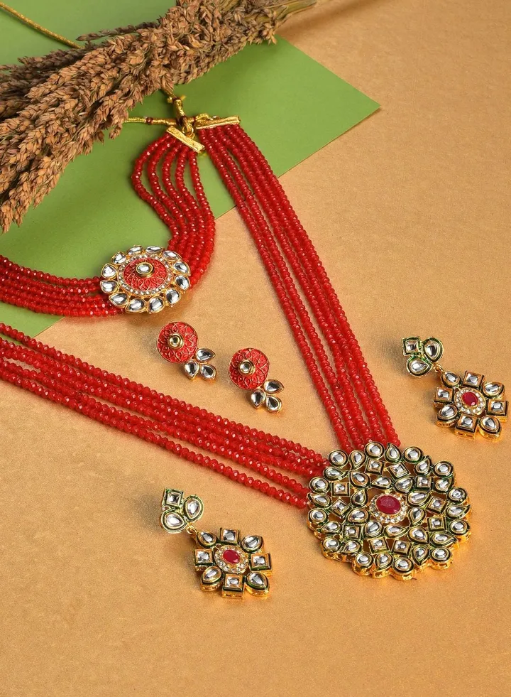 Gold Plated Stone Designer Necklace Set