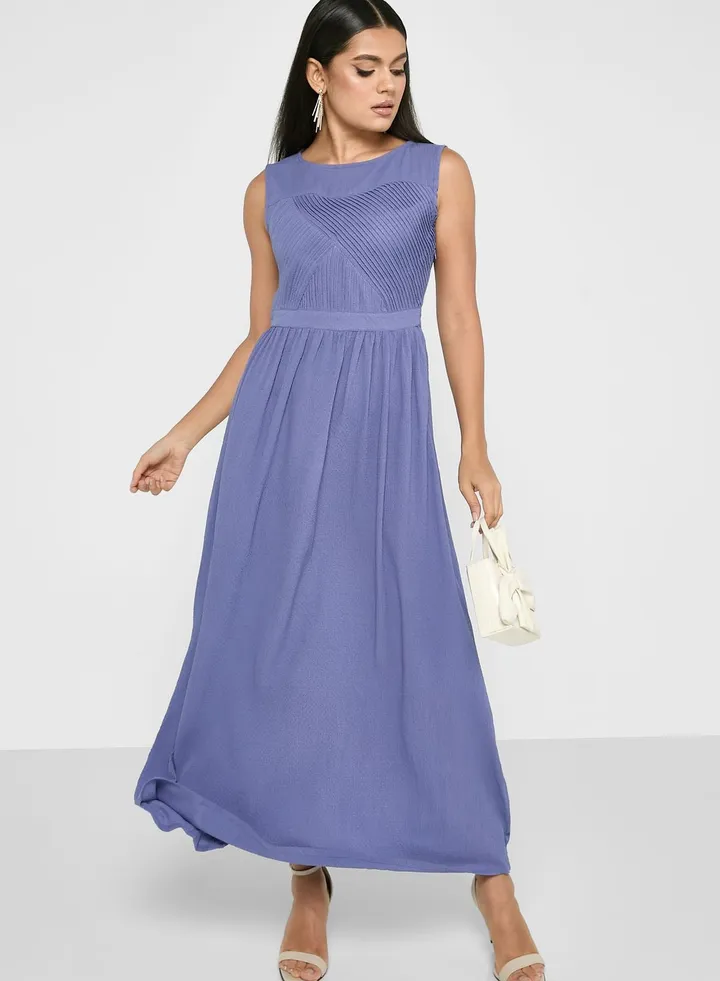 Sleeveless Pintuck Detail Dress