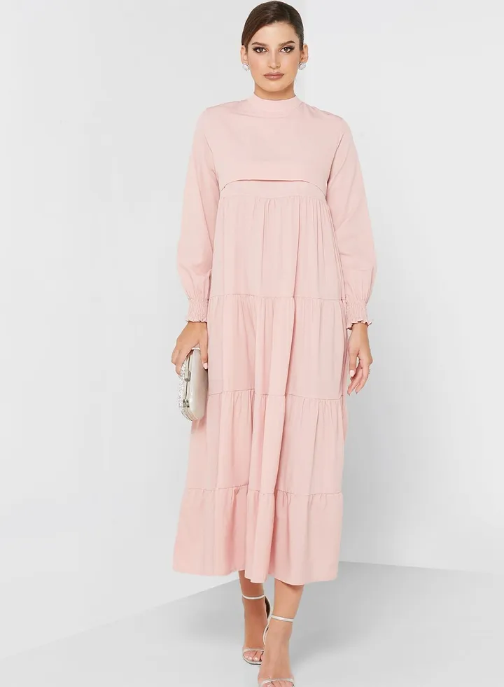 Tiered Solid Dress