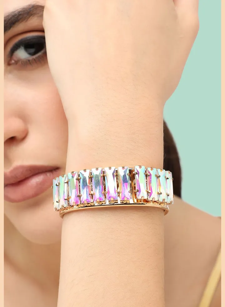 Silver Plated Party Designer Stone Bracelet For Women