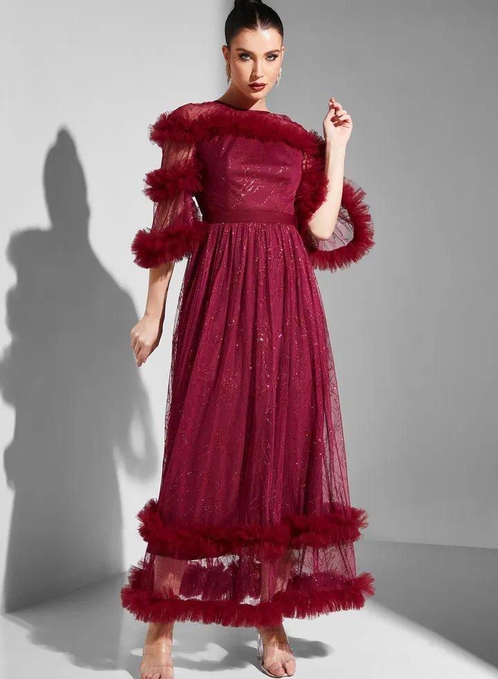 Ruffle Detail Tiered Dress