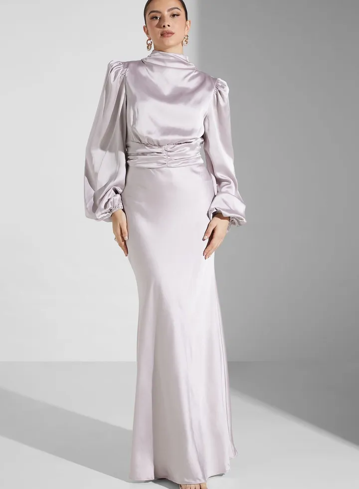 Puff Sleeve Lace Detail Dress