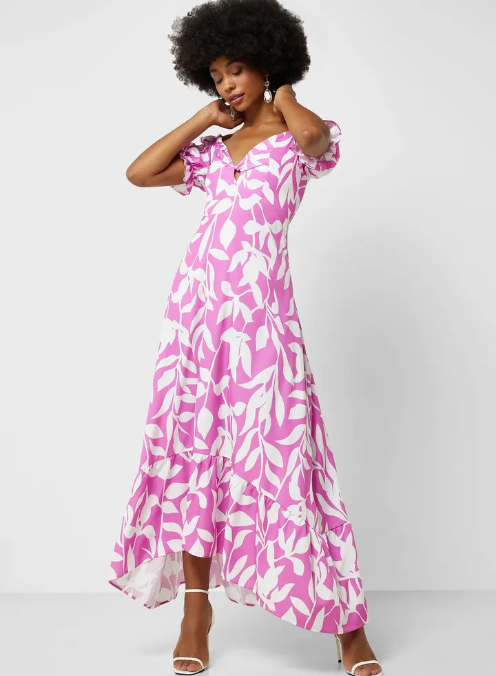 Plunge Puff Sleeve Dress