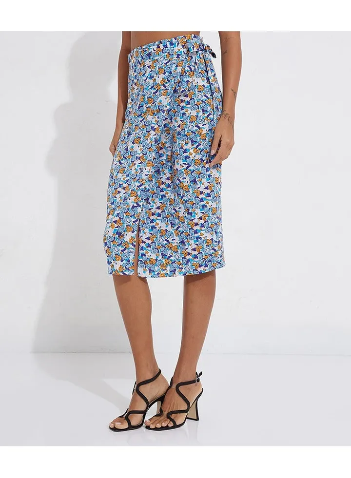 Little Mistress Blue Floral Skirt