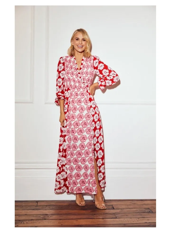 Little Mistress Red Pink Floral Maxi