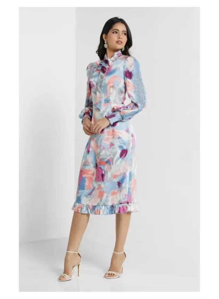 Printed Midi Dress-Little Mistress