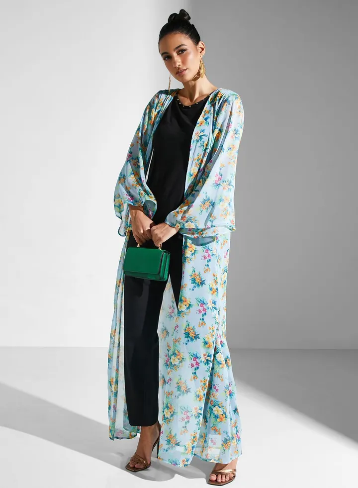 Floral Printed Longline Kimono