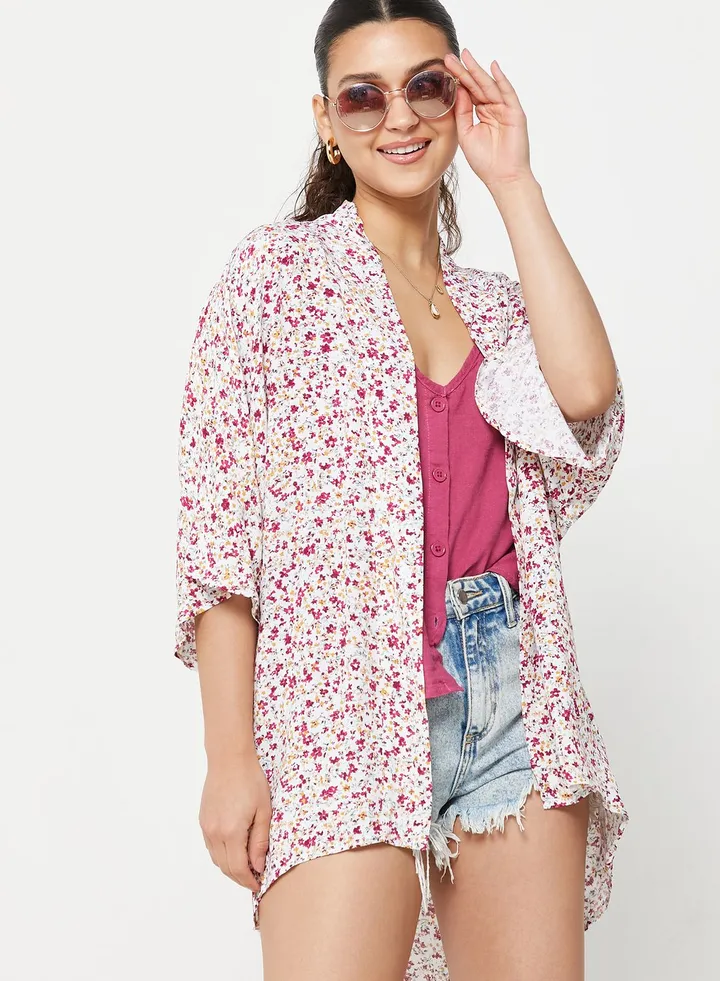 High Low Printed Kimono