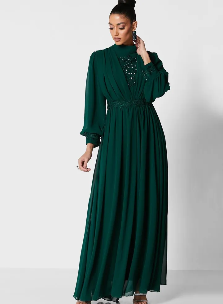 Gathered Cowl Detail Dress