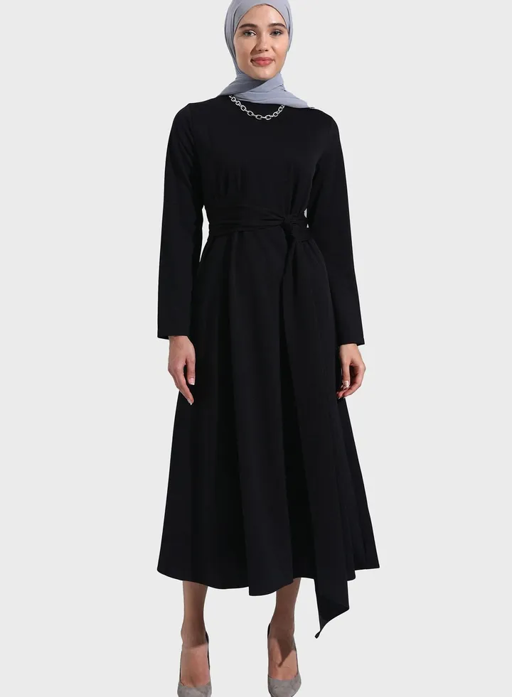Belted Long Sleeve Dress