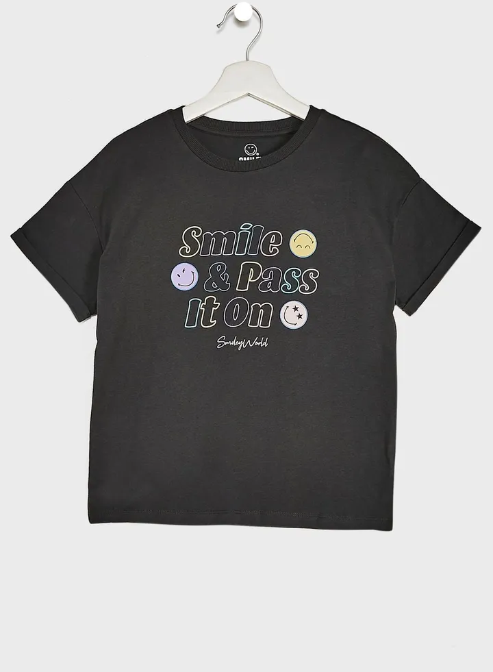 Kids Slogan Crew Neck T-Shirt