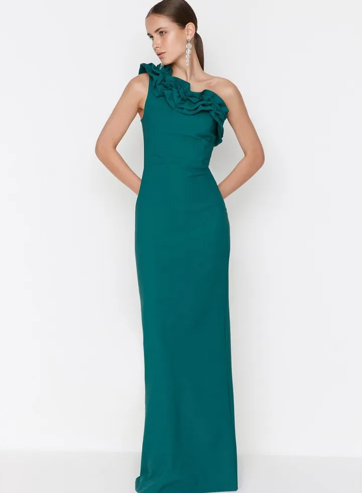 One Shoulder Ruffle Detail Dress