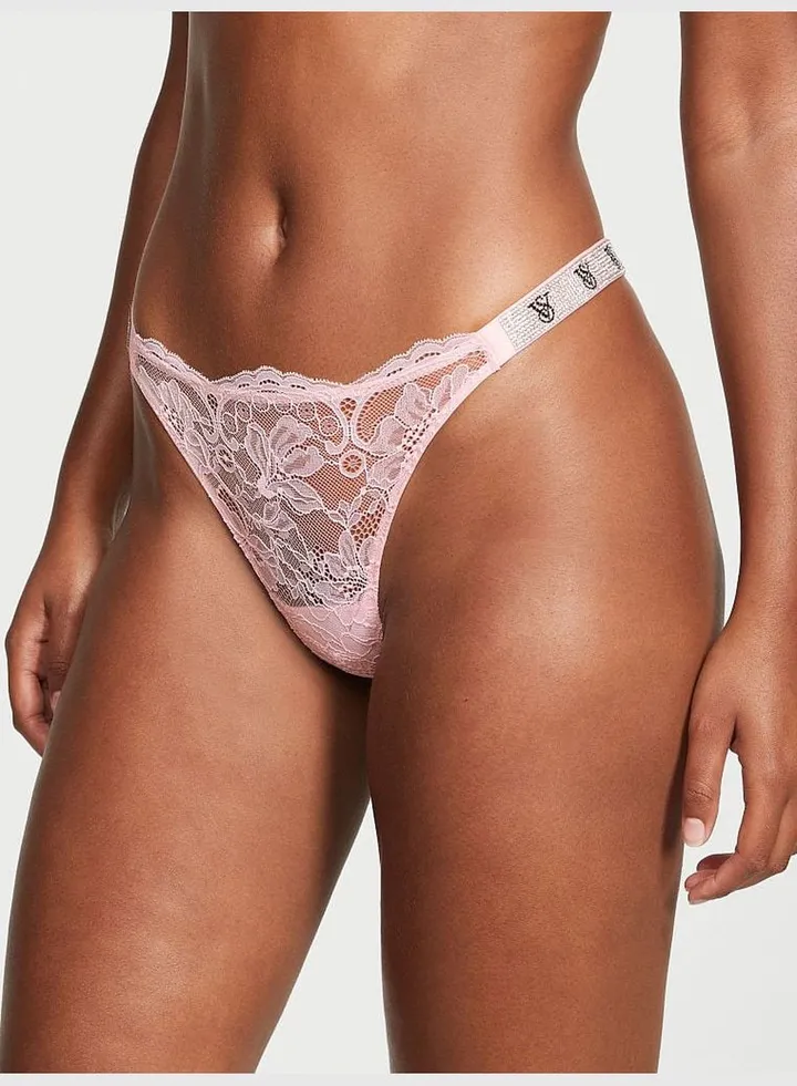 Shine Strap Lace Thong Panty