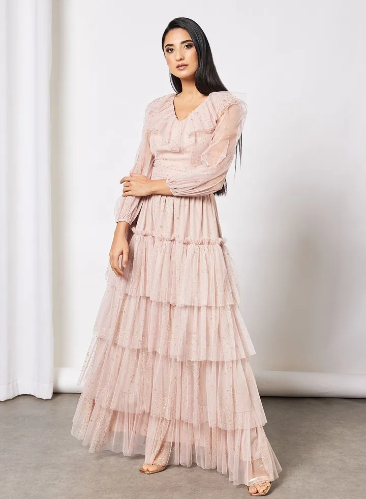 Glitter Tiered Maxi Dress