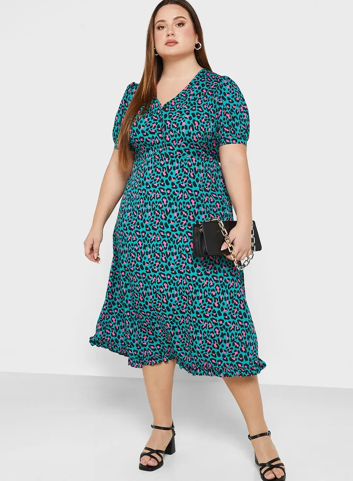 Printed Puff Sleeve Dress