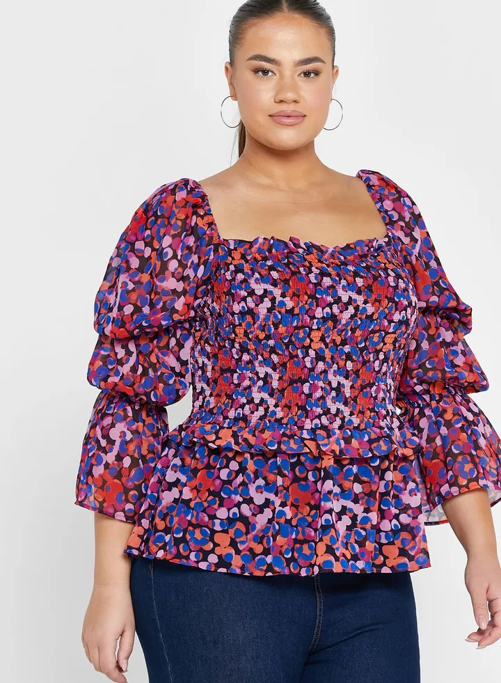 Smocked Puff Sleeve Top