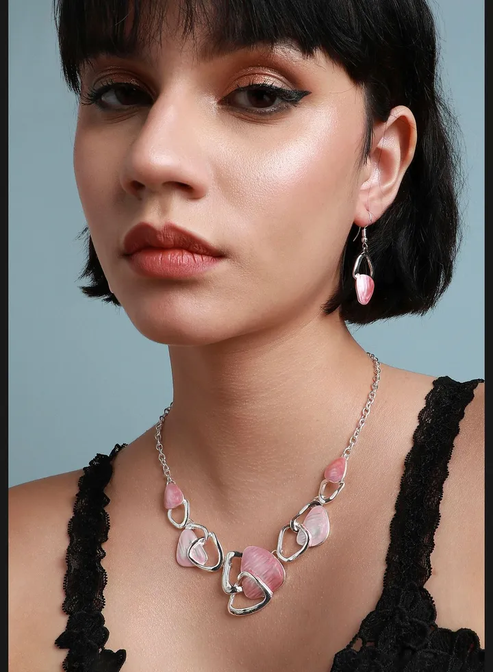 Silver Plated Designer Party Wear Necklace and Earring Set For Women