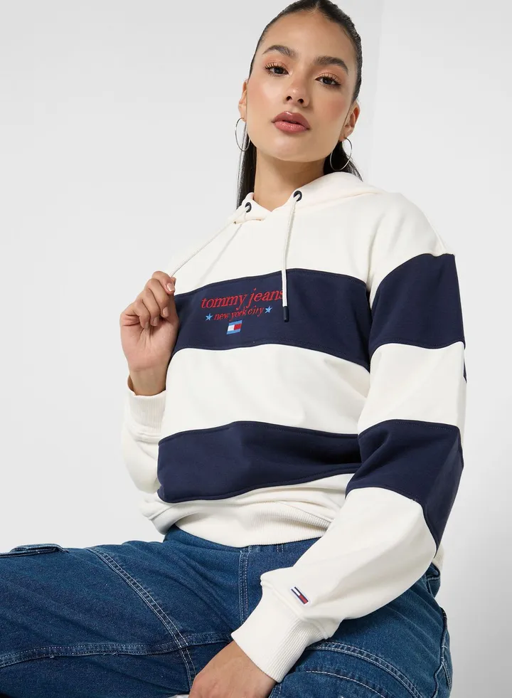 Logo Striped Knitted Hoodie