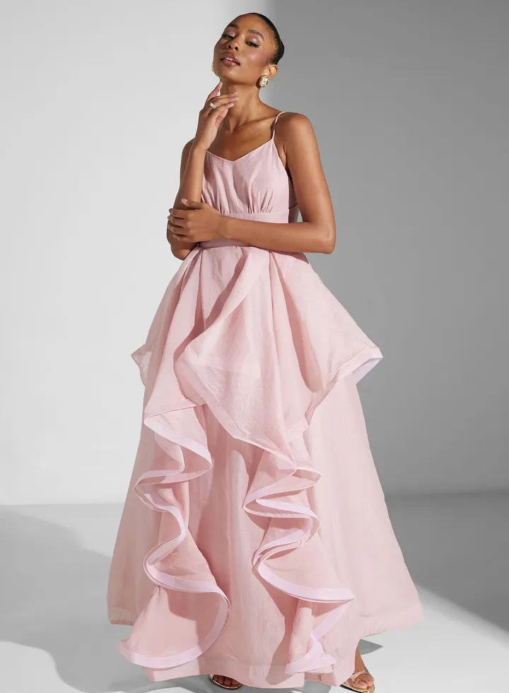 Strap Ruffled Detail Dress