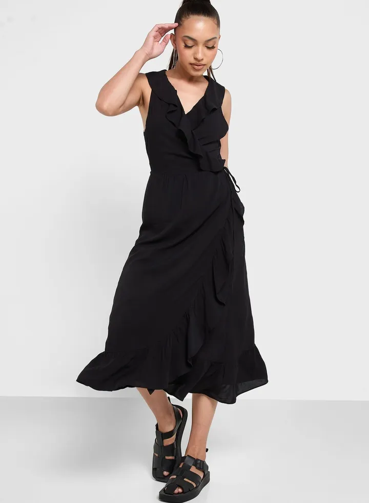 Ruffled Wrap Dress
