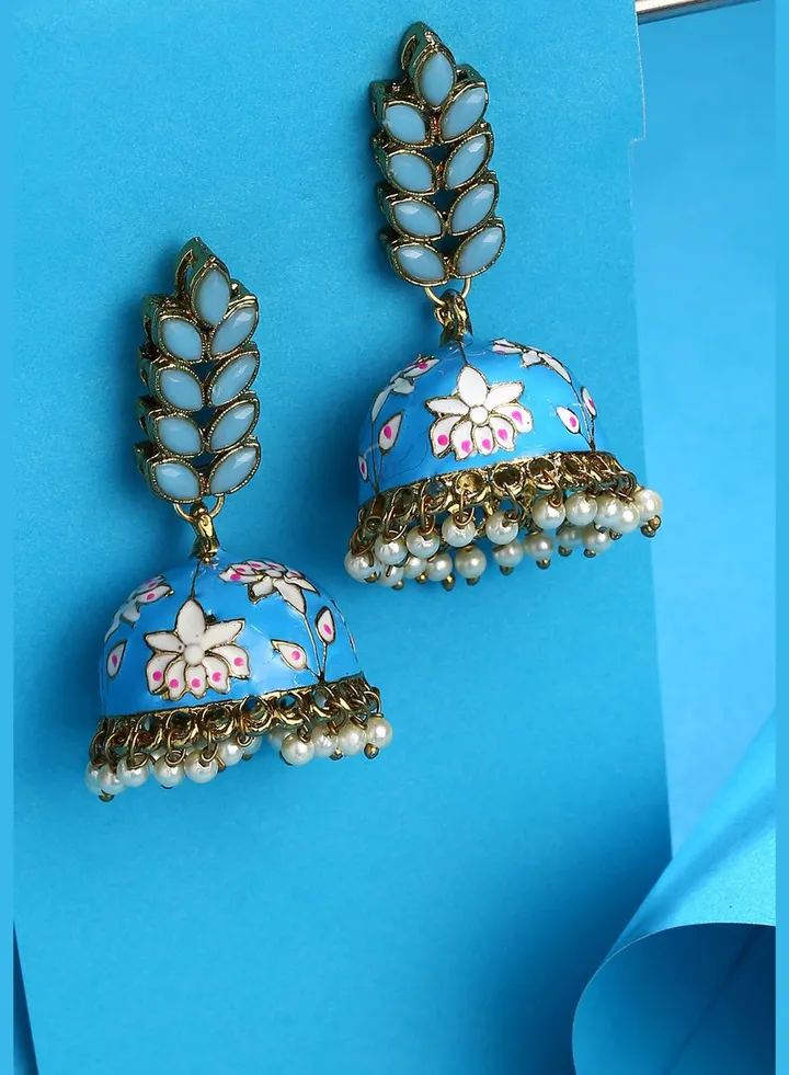 Gold-Plated Meenakari Jhumkas