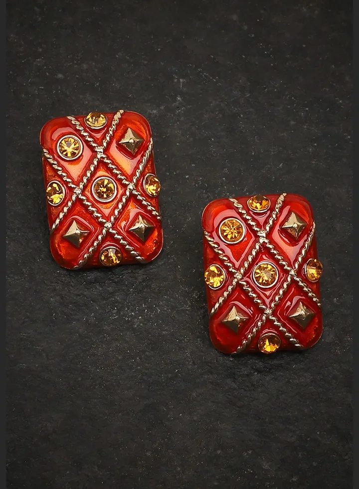 Gold Plated Party Designer Stone Stud For Women