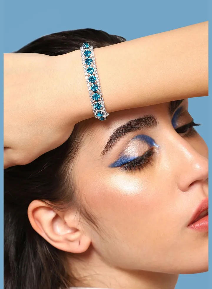 Silver Plated Party Designer Stone Bracelet For Women