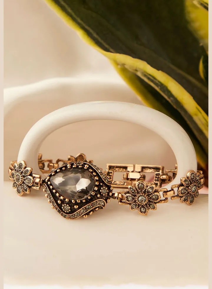Gold Plated Designer Stone Bracelet