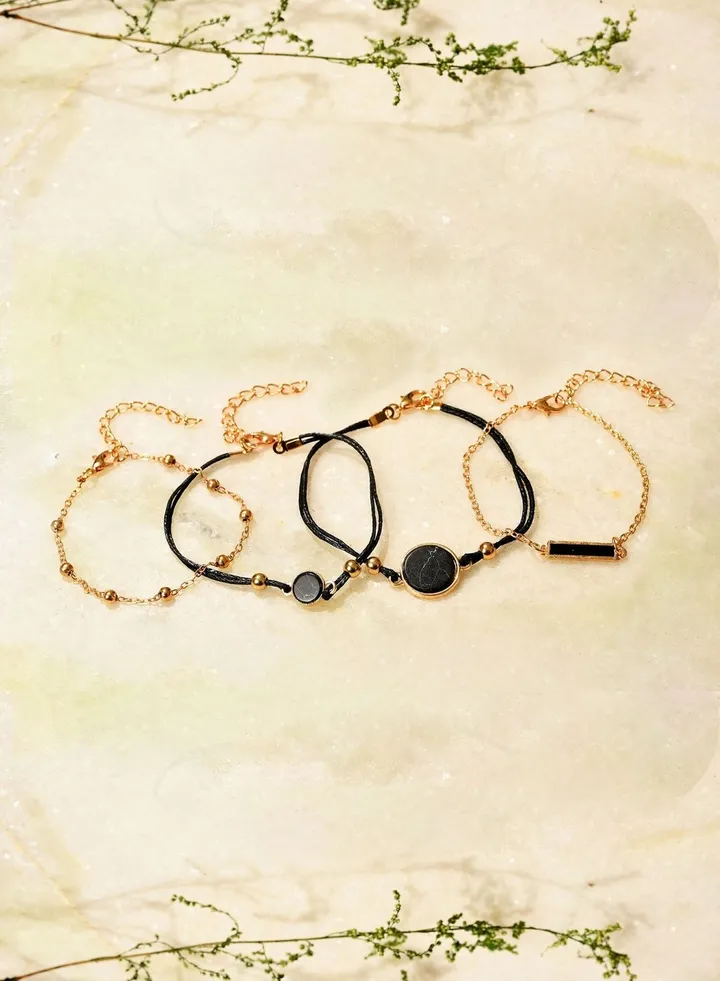 Pack of 4 Gold Plated Designer Stone Bracelet