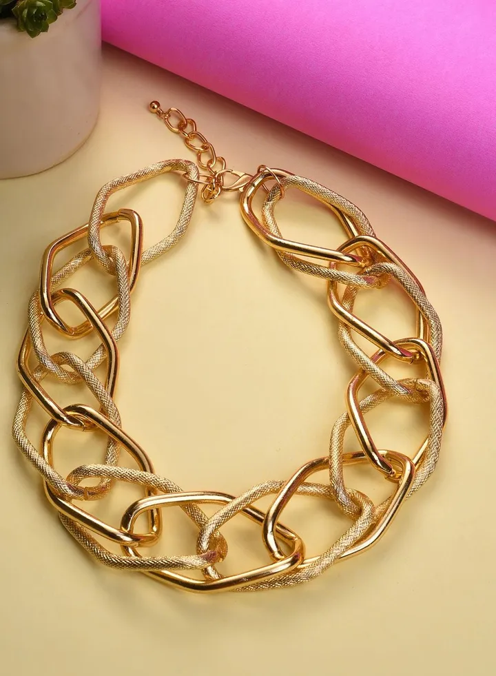 Gold Plated Necklace with Chain Detail