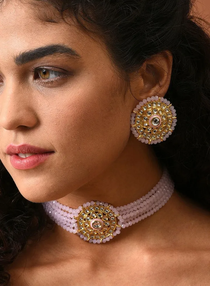 Gold Plated Designer Stone Necklace Set