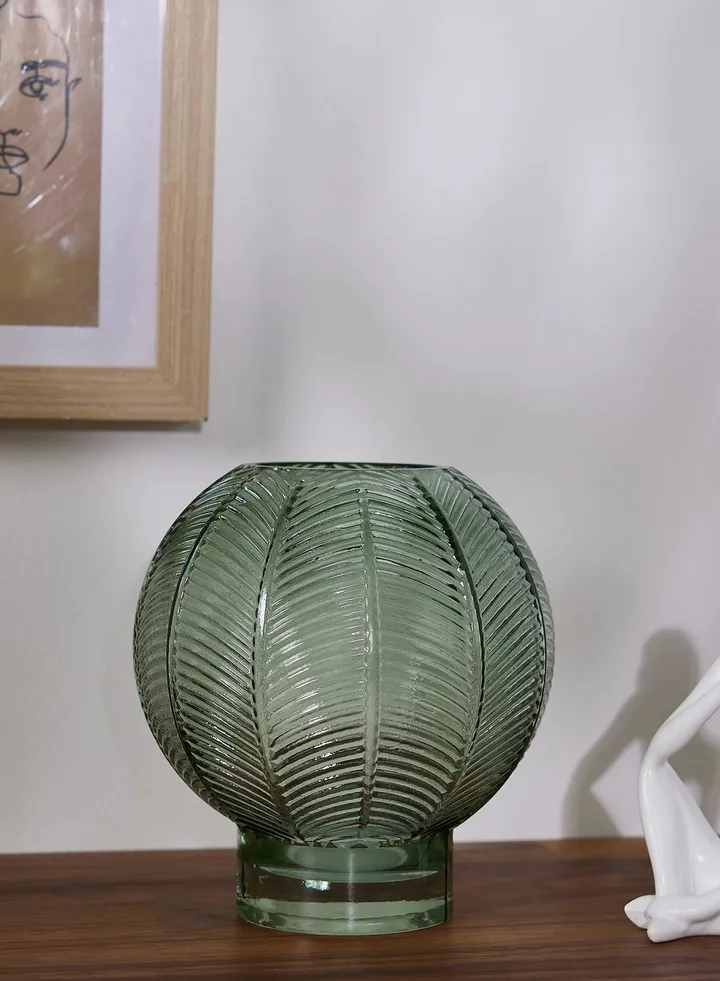 Small Fern Green Glass Vase