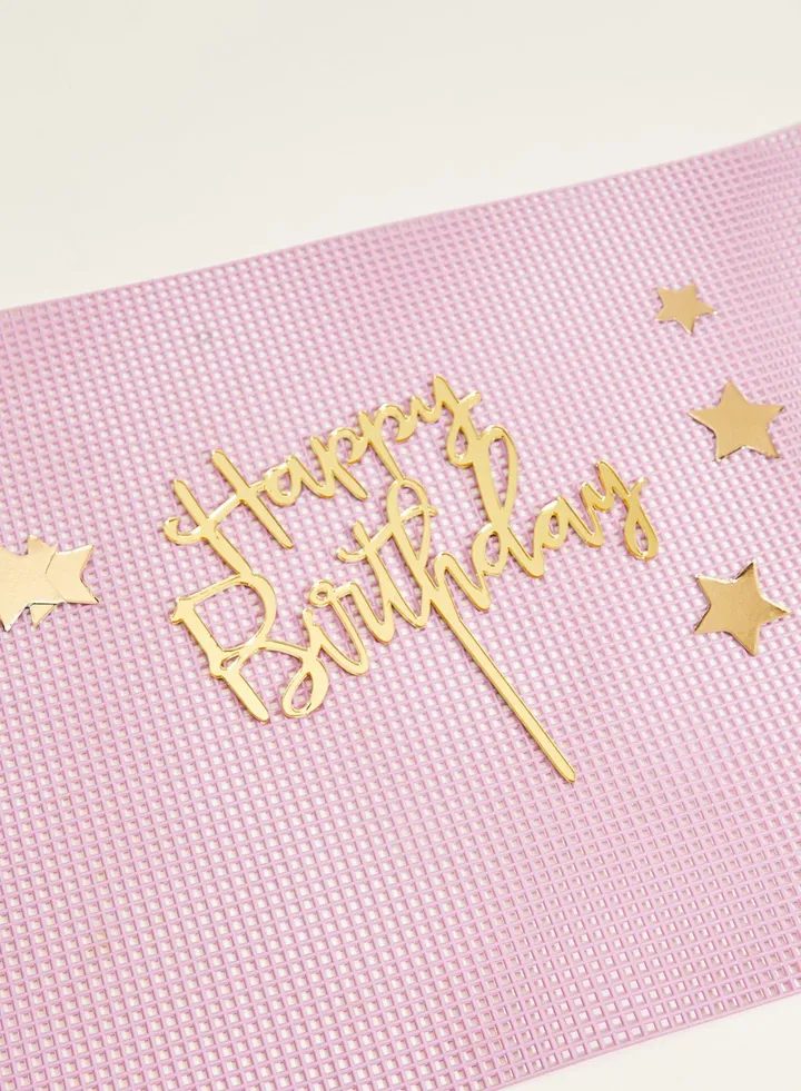 Rose, Gold Acrylic Happy Birthday Cake Topper