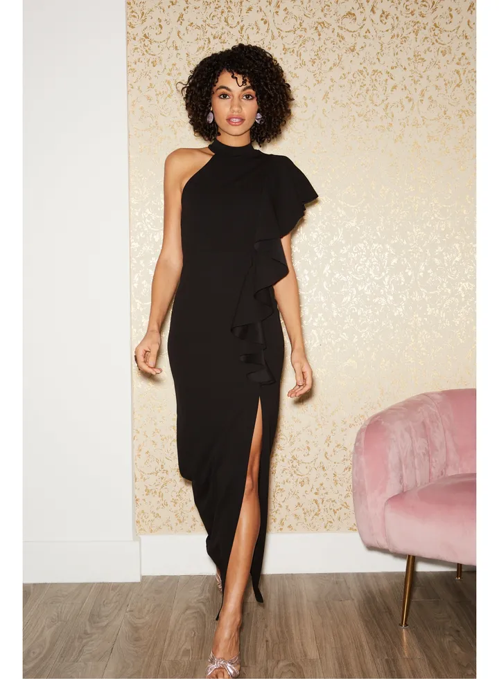 Little Mistress Black Frill Maxi