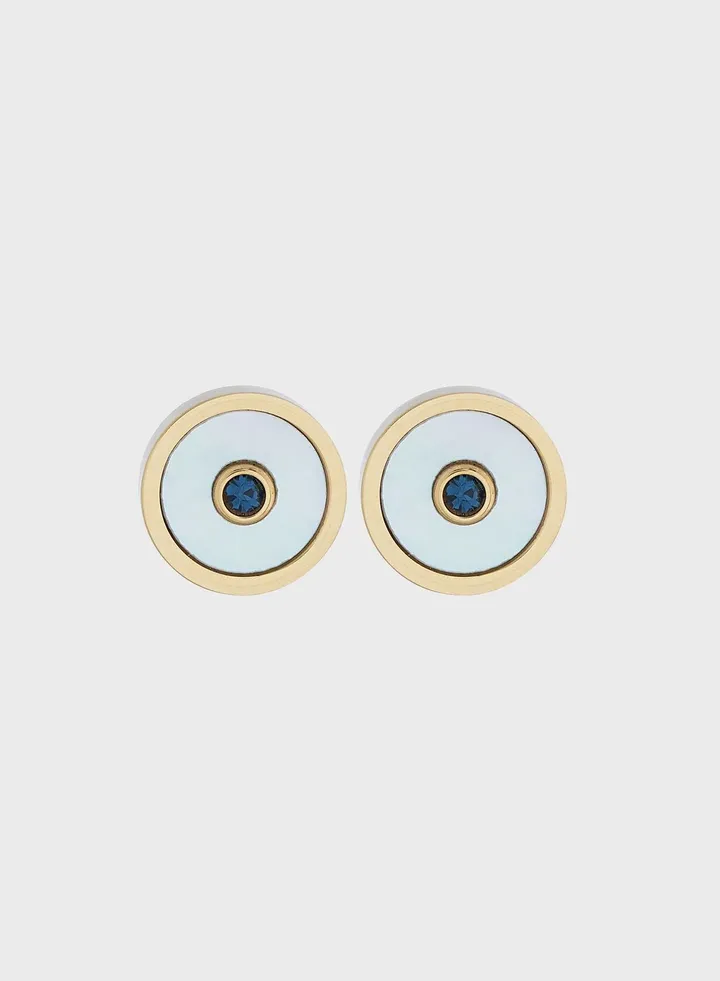 Earrings With Mother Of Pearl Inlay & Crystal