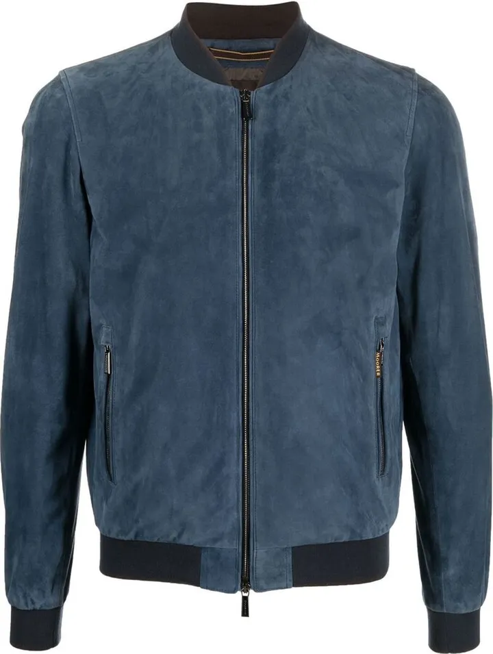 Zip-Up Leather Bomber Jacket