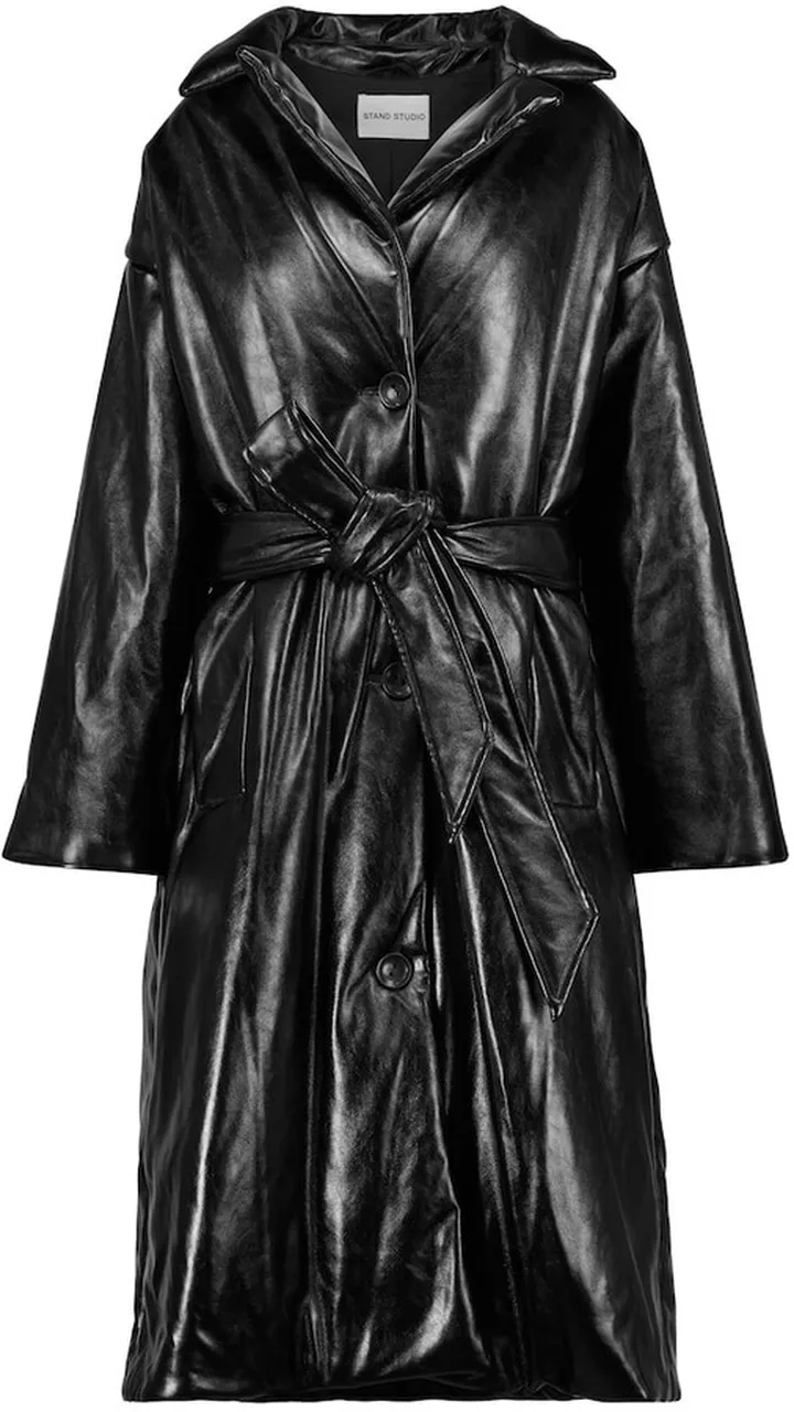 Irma belted faux leather coat